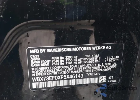 2023 BMW X1 xDrive28I из США, поврежденный, VIN WBX73EF0XP5X46143